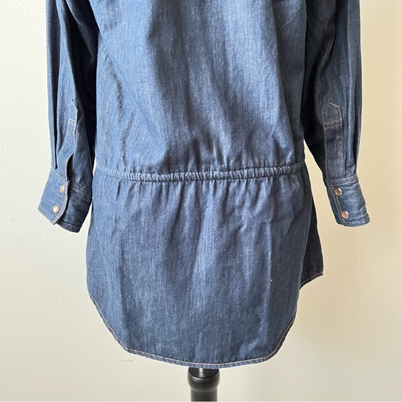 Karen Kane Blue Denim Tunic Button Down Top with Long Cuffed Sleeve for Women - Picture 4 of 6